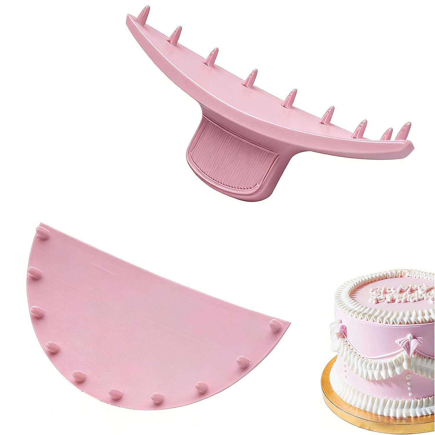 Zheigaoxea 2 PCS Cake Arch Guide Tools Cake Arch Tools Cake Decorating Tools Cake Ruffle Markers Suitable for Beginners and Bakers Pink