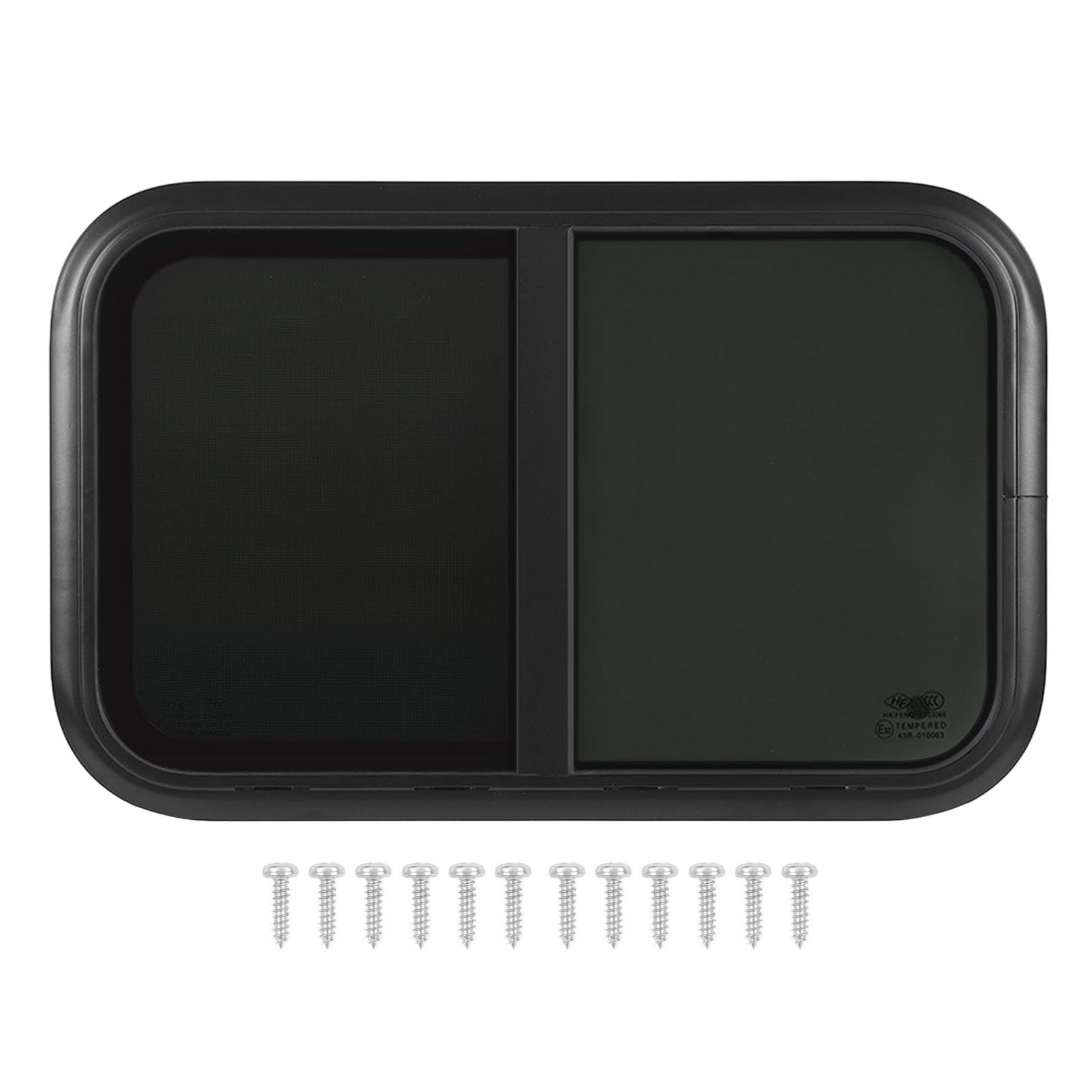 Cocoarm Okno do Samochodu Kempingowego, Zaokrąglona Narożna Rama Aluminiowa, Pozioma Konstrukcja Typu Push-pull, Odporna na Promieniowanie, Odpowiednia do Przyczepy Kempingowej 32,67x20,86 Cala