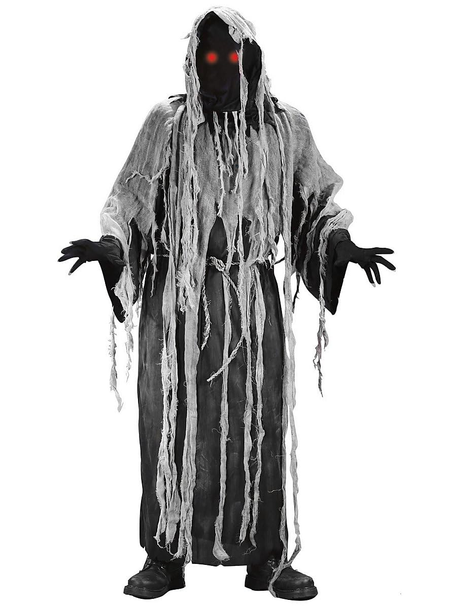 Maskworld Gruseliges Gruftwächter Kostüm mit Leuchtaugen - M-L - Einheitsgröße für Erwachsene - Halloween, Karneval & Motto-Party