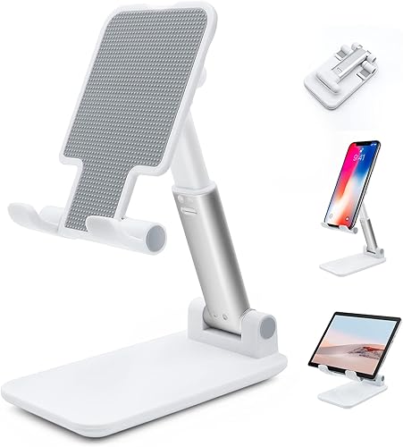 Miniatura 1 de Soporte ajustable para teléfono celular, soporte plegable para tableta para escritorio, soporte de ángulo ajustable para teléfono celular compatible
