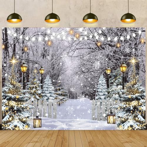 Toile de fond de scène d'hiver au pays des merveilles de 3 x 2,4 m pour décoration de fête