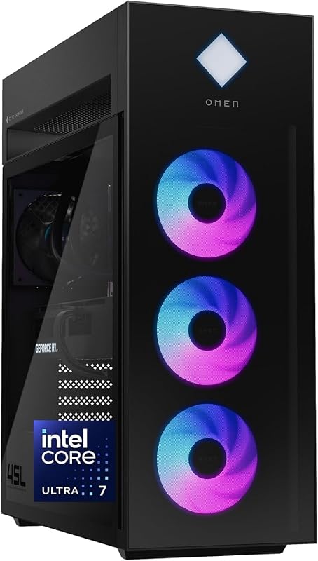 HP OMEN 45L Gaming Desktop, NVD RTX 5060 Ti 8GB, Intel 20-Core Ultra 7 265KF, 16GB DDR5 RAM, 1TB NVME SSD, Windows 11 Pro, USB-C, Copilot, Liquid-Cooled AI Gaming PC w/Tempered Glass