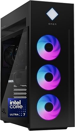 HP OMEN 45L Gaming Desktop, NVD RTX 5060 8GB, Intel 20-Core Ultra 7 265KF, 16GB DDR5 RAM, 1TB NVME SSD, Windows 11 Pro, USB-C, Copilot, Liquid-Cooled AI Gaming PC w/Tempered Glass