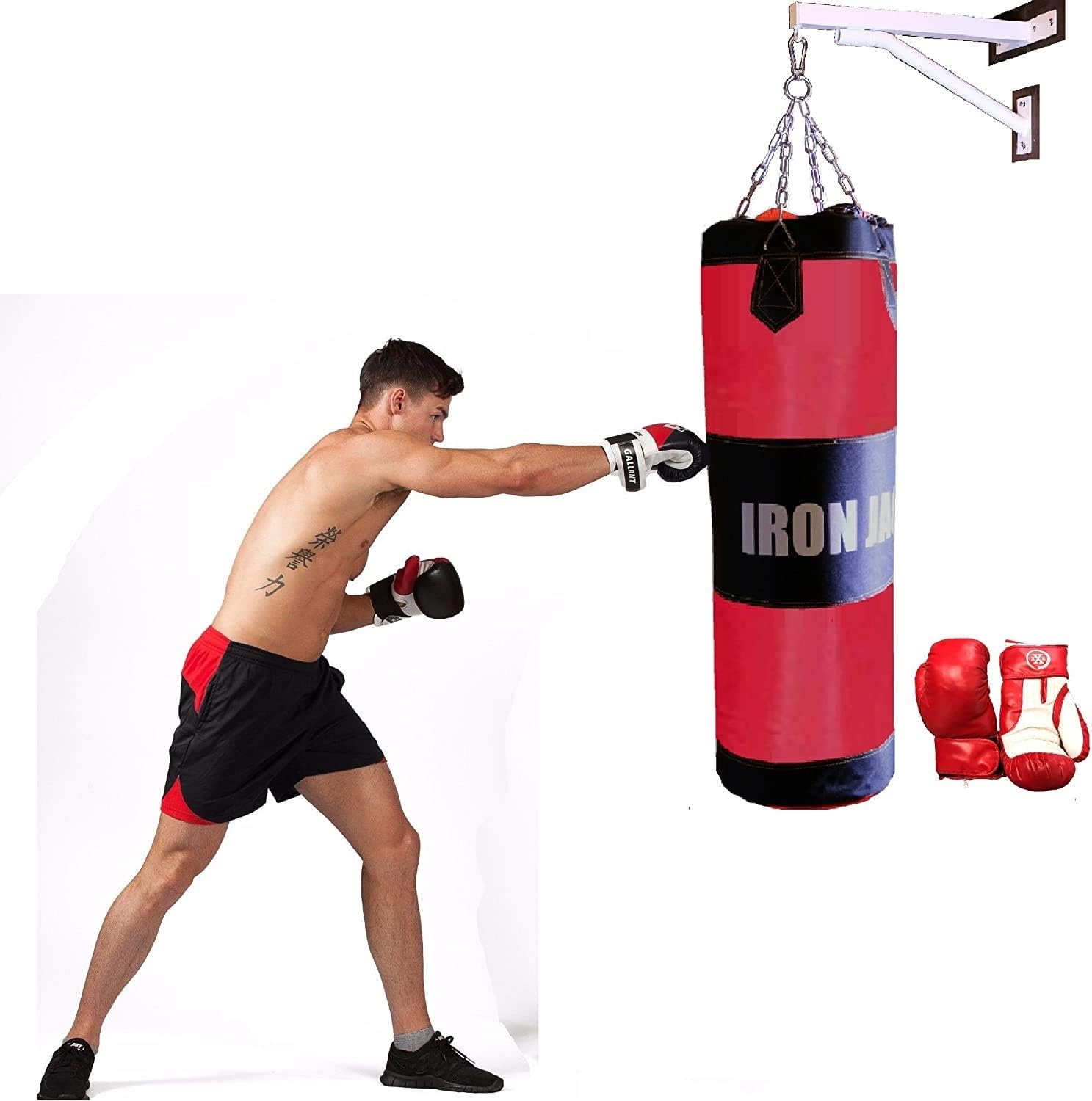 Iron Jack Heavy 38" Boxing Hanging Bag Kit W White Wall