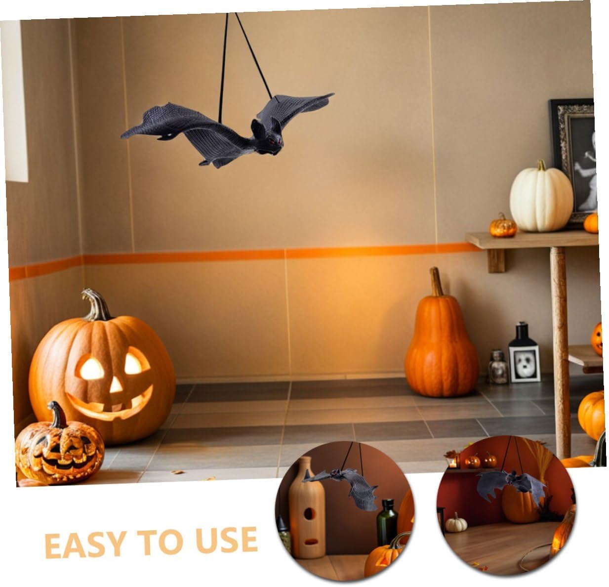 SOLUSTRE Realistic Bat Hanging Decorations 8pcs Plastic Halloween Bat Pendants for Indoor Outdoor Party Props Scary Halloween Wall Yard Door Ornaments