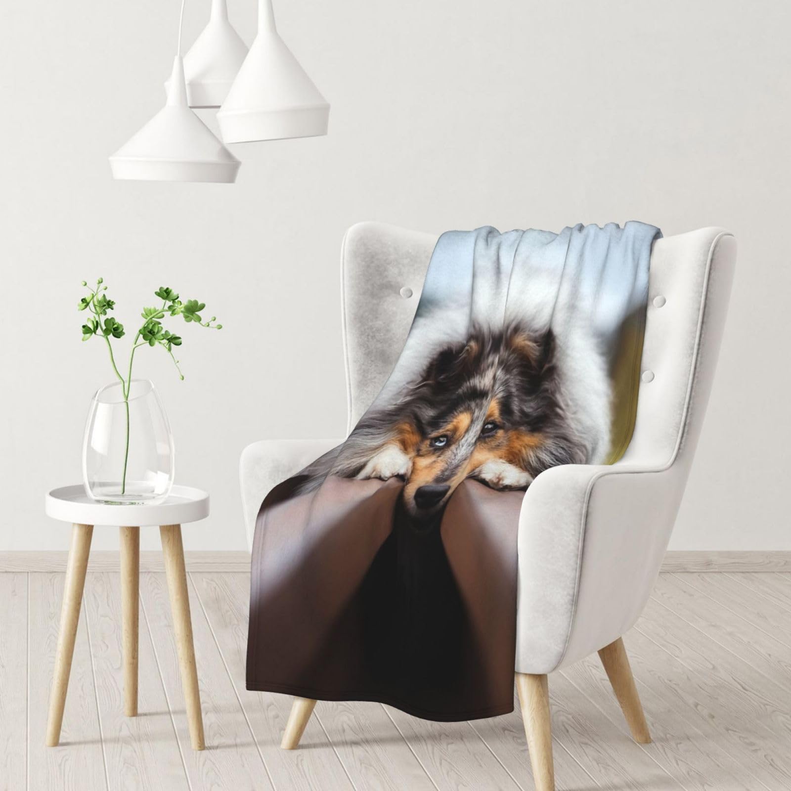 YOFIEN Rough Collie Bokeh Railway Dogs Pets RoughFlannel Throw Fluffy Blanket for Couch, Soft Cozy Blankets