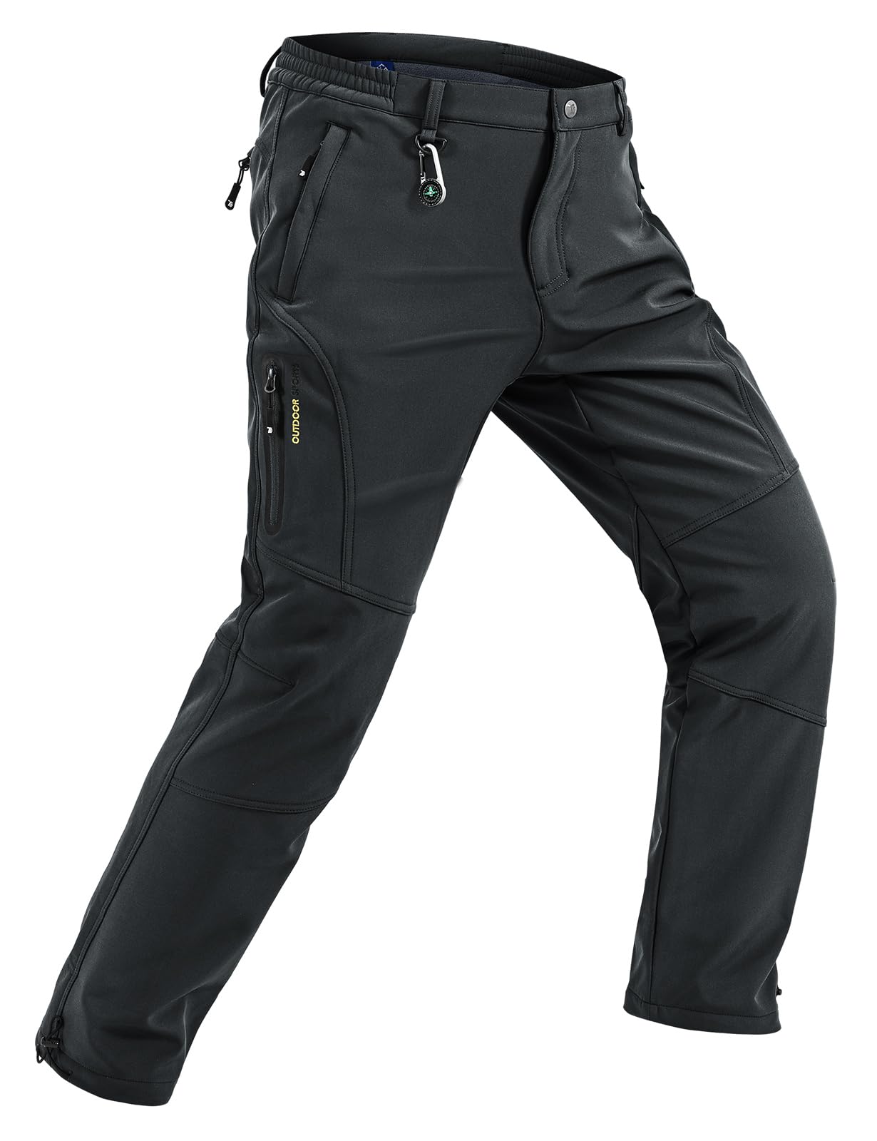 TBMPOY Men's Snow Pants Fleece Lined Hiking Winter Waterproof Softshell Ski Outdoor Insulated Climbing Pants Zipper Pockets
