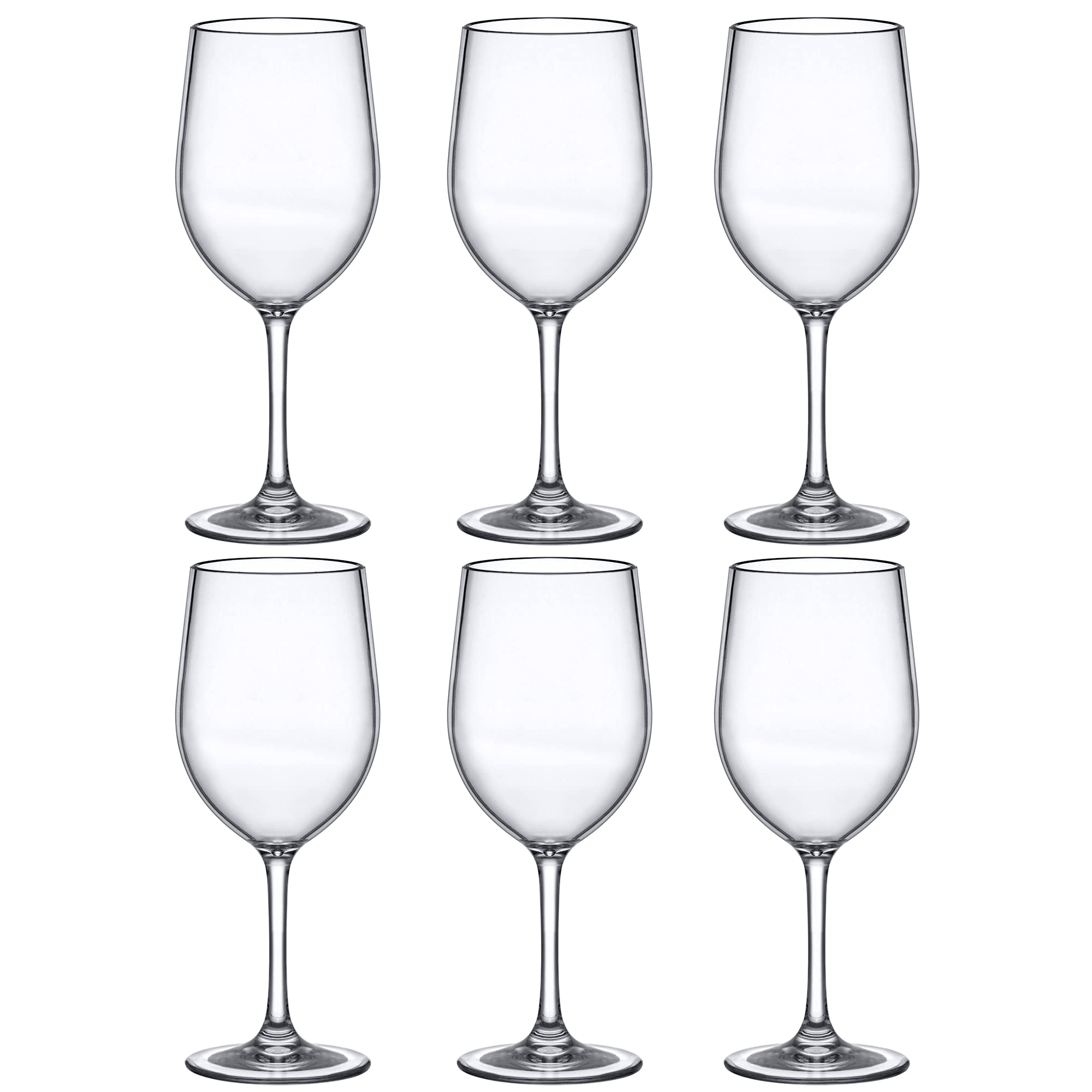 Amazing Abby - Clara - Copas de vino Tritan irrompibles de 12 onzas (juego de 6), copas de vino de plástico, reutilizables, sin BPA, aptas para lavavajillas, perfectas para piscina, al aire libre,