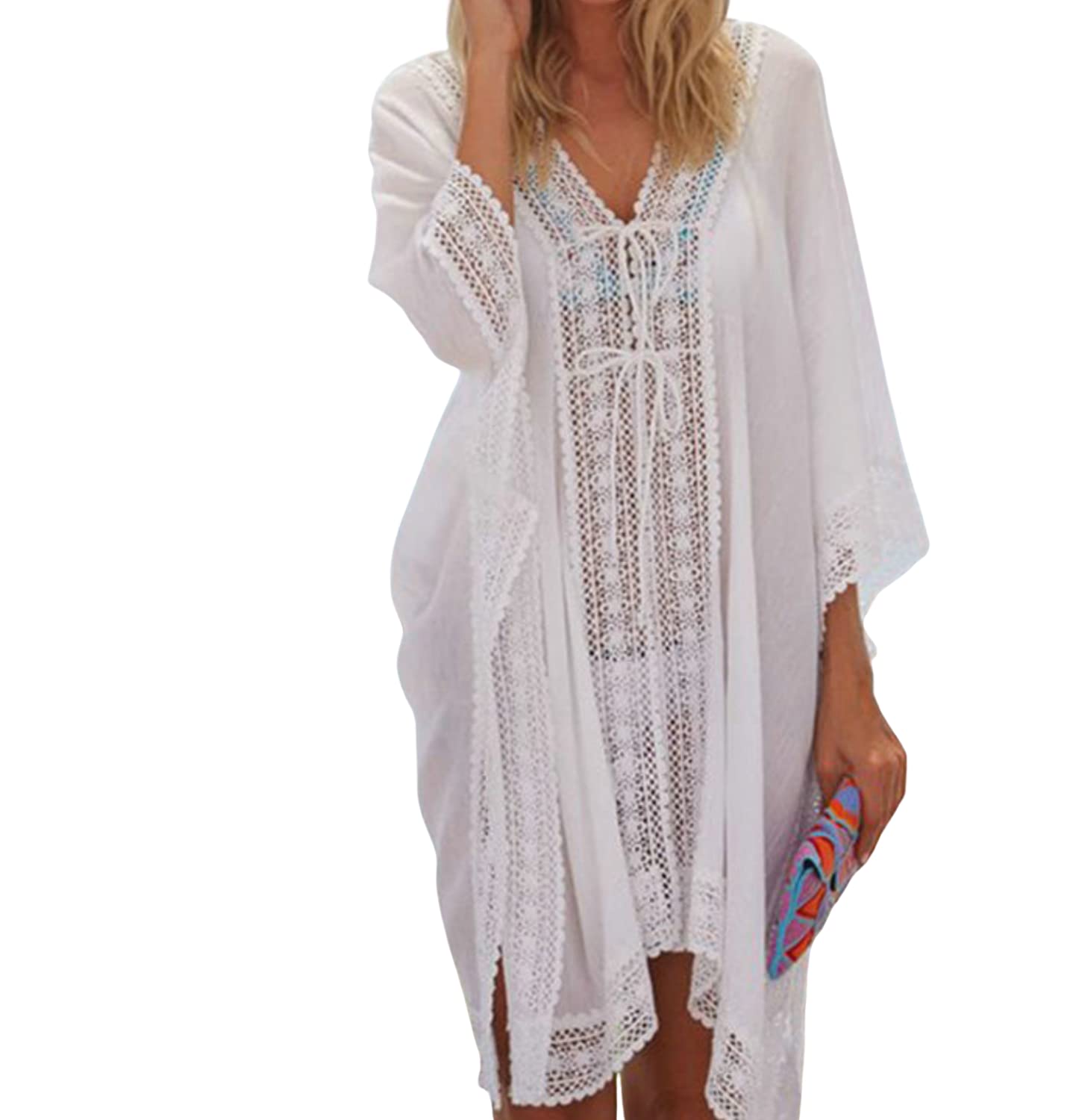 JFAN Blusa de Bikini Casual Suave y Suelta de Verano para Mujer mantón de Playa de Vacaciones Rebeca Superior de Traje de baño de Playa para Mujer
