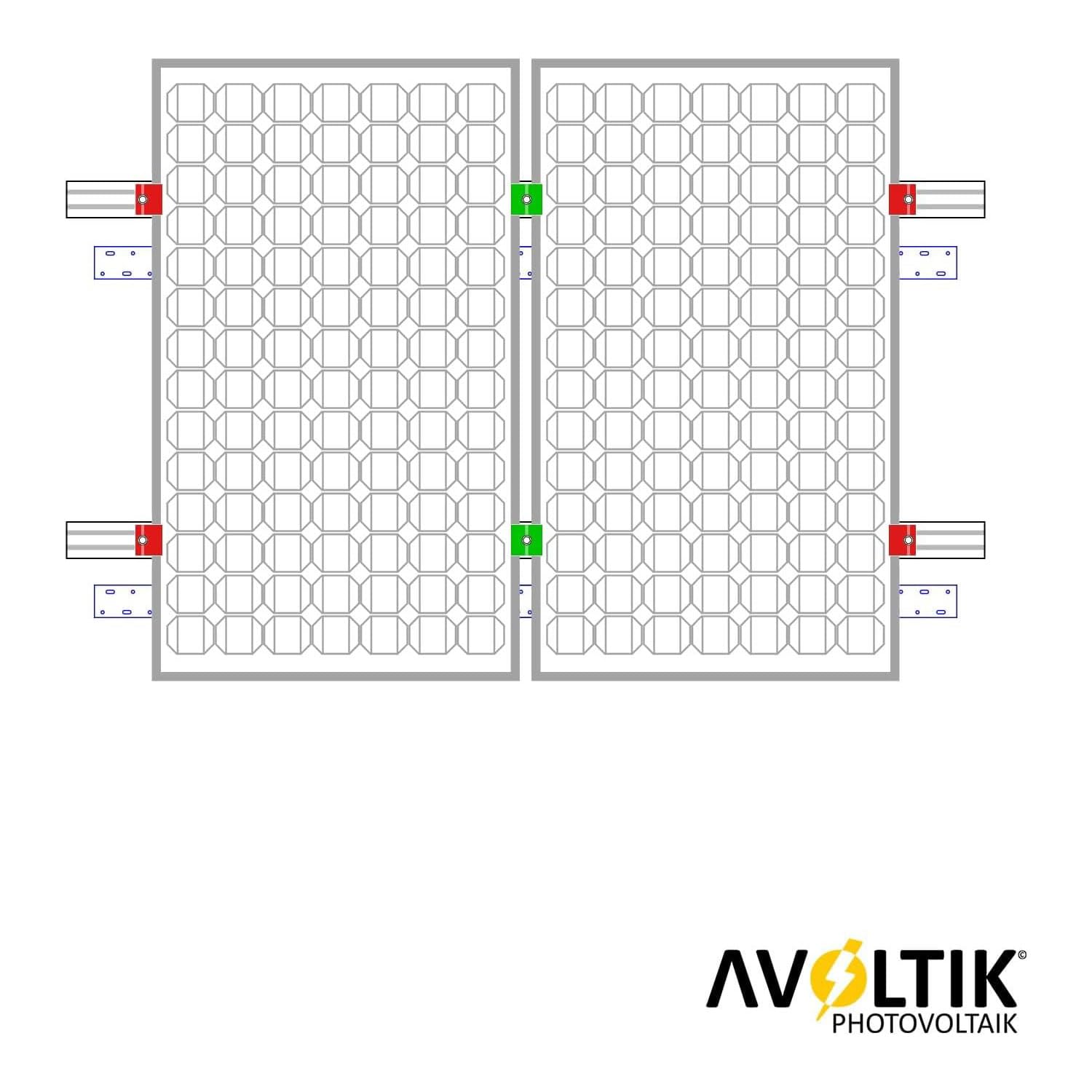 Avoltik Solarmodul Halterung Balkonkraftwerk I Solar Halterung für Blechdach Dach I Schienen, Stockschrauben, Klemmen in SCHWARZ , Befestigungsschrauben I Montageset Befestigung für 2 Solarmodul