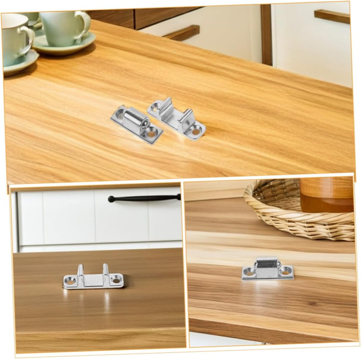 4 Sets Range Hood Glass Panel Mounting Latches with Screws, Universal Metal Kitchen Hood and Cabinet Door Fasteners for Replacement and Secure Installation