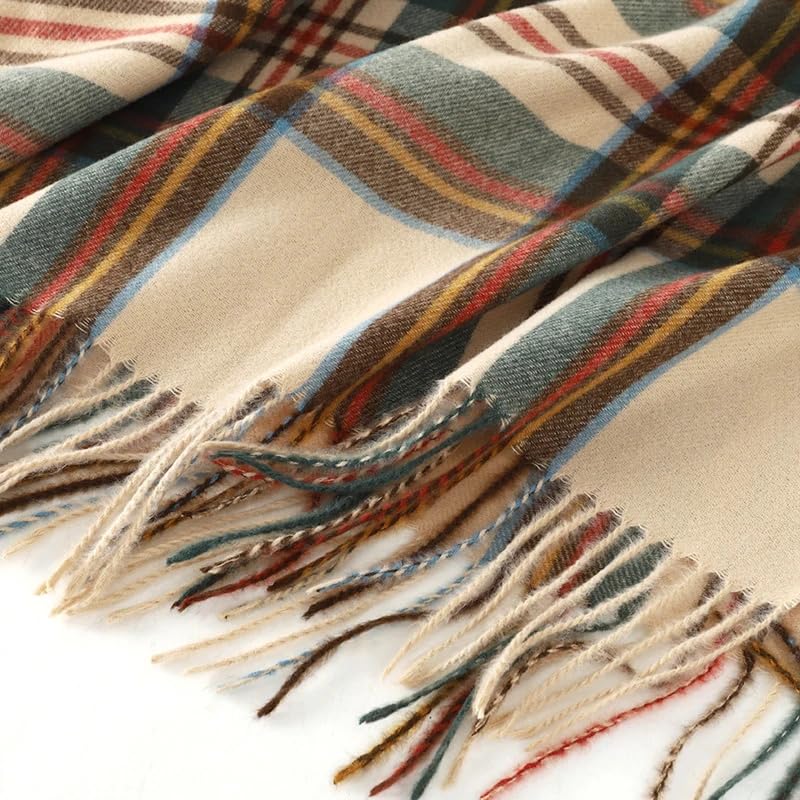 Dninmim Bufanda a cuadros para mujer, para invierno, cálida, cachemira, larga, con borla, chal