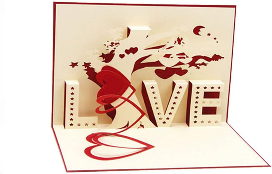 3D Love Pop Up Card and Envelope - Romantic Unique Pop Up Greeting Cards for Birthday, Christmas, New Year, Anniversary, Valentine, Wedding, Graduation, Thank You. Love Letters I Love You Heart