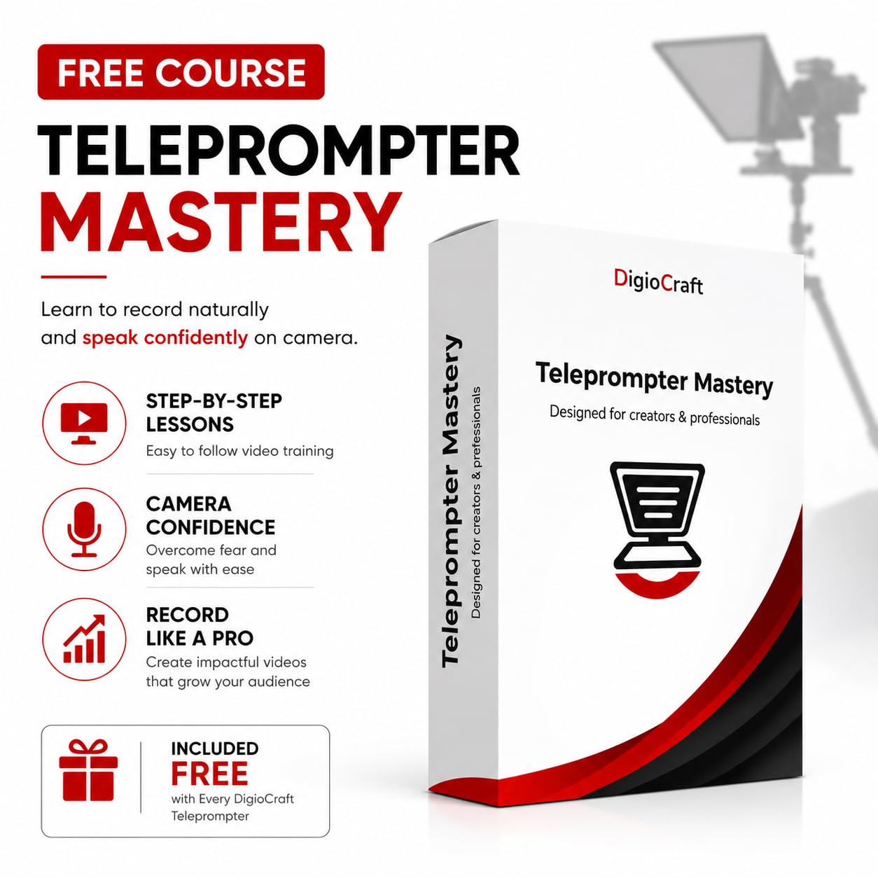 Proshot V5 Teleprompter for iPhone, Ipad, Smartphone, DSRL Camera with Remote Control | Software & Pro Video Recording Training | Matelic Body | Carry Case | Easy Assembly | Video Making — Amazon image 4