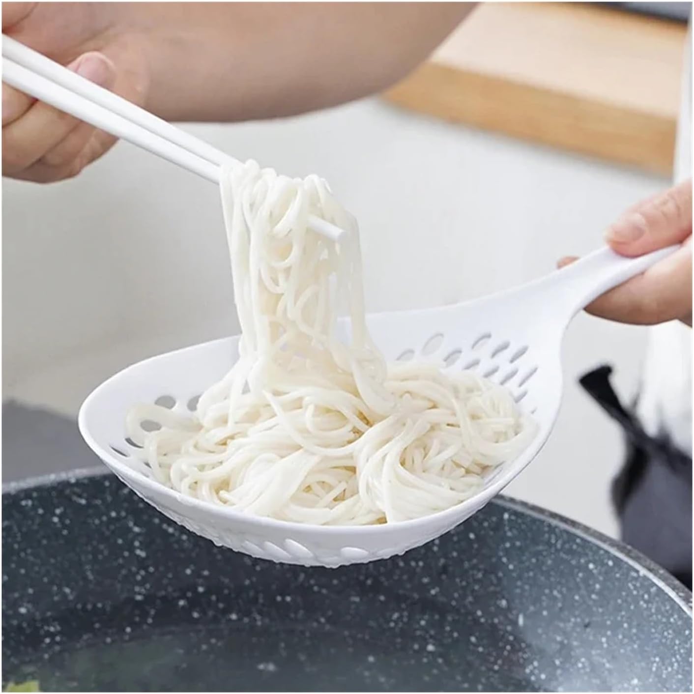 3pcs Strainer Scoop Colander Slotted Pasta Spoon Plastic Skimmer With Handle Food Drain Shovel For Kitchen Cooking