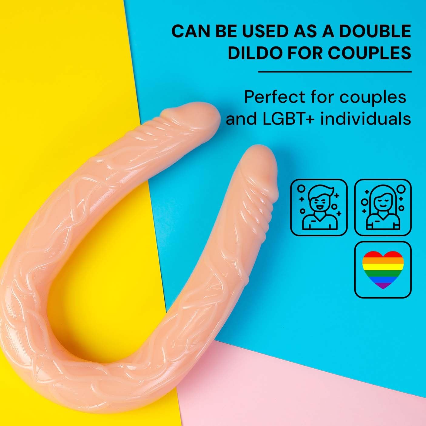 FOPS Dildo Doppio Estremità per Coppie Donna Uomo Lesbiche Gay Lungo 50cm ⌀3.5-4.2cm Ultra Realistico Flessibile Morbido Impermeabile Sex Toy per Piacere Intenso D15-4