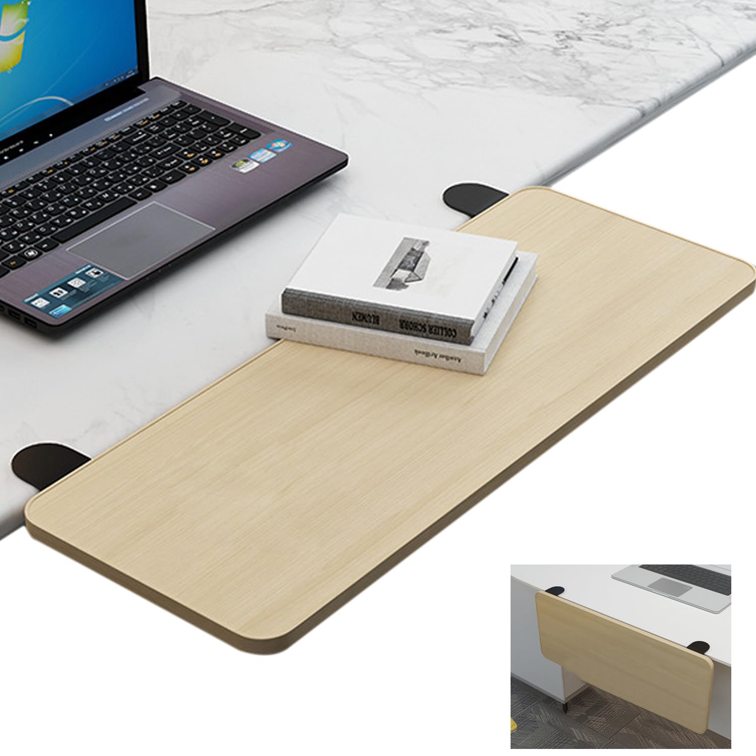 Estensione ergonomica per scrivania – 52 x 25 cm, pieghevole a 90°, non necessita di foratura, prolunga da tavolo, estensione per tastiera, supporto per desk Extender (Oak, 52 x 25 cm)