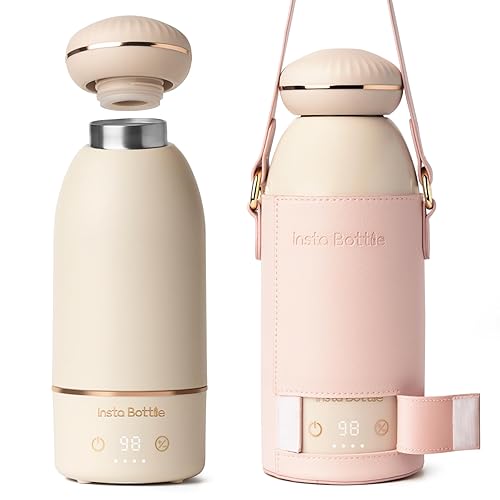 Calentador de biberones portátil para leche materna y formulay, calentador de leche materna de viaje de calentamiento rápido de 17 onzas con control