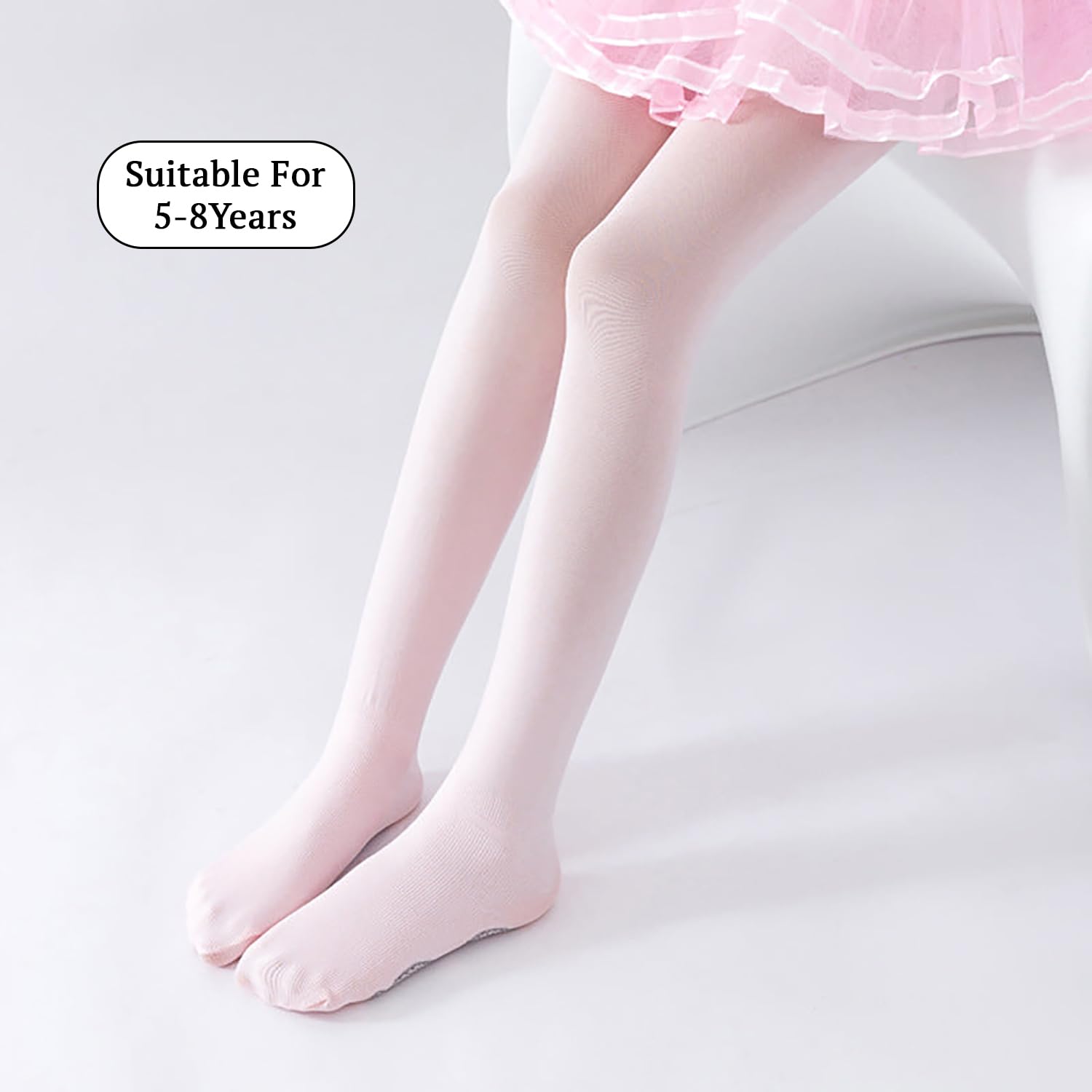 SYGA Girls Velvet Anti-Pilling Small Feet Non-Slip Pantyhose Dance Stockings Size M 3-5 Years(Pink) 2