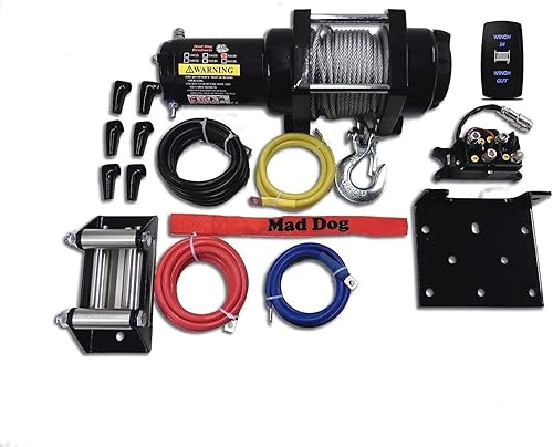 Miniatura 2 de Mad Dog - Juego de cabrestante y montaje de 2500 libras, cuerda sintética, compatible con Kawasaki 4010 Mule Diesel 4x4 (2014)