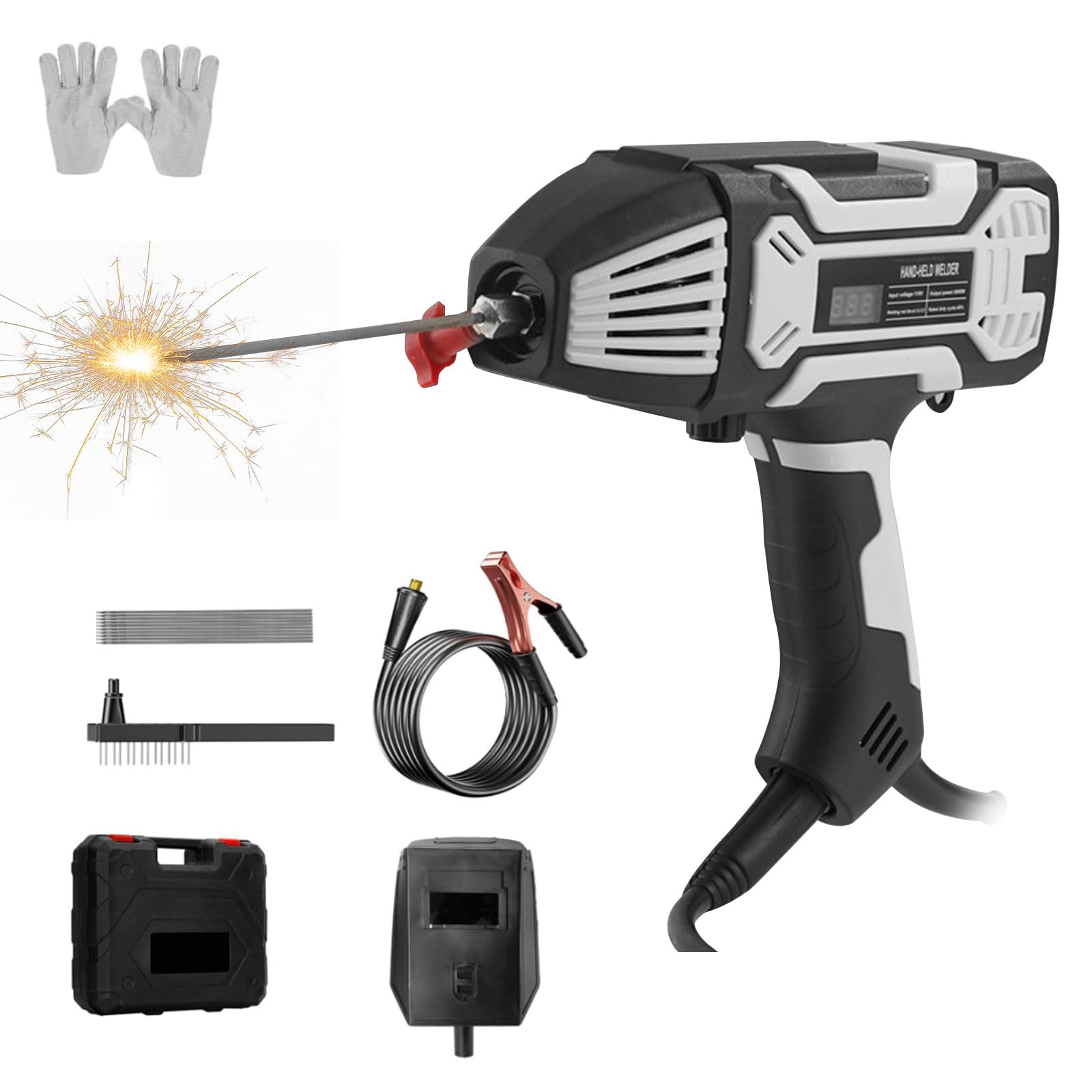 Handschweißgerät, 220V Lichtbogenschweißgerät mit 10 Schweißstäben, Tragbare Laserschweißgerät IGBT-Wechselrichter, Schweißgerät für 1/16"-1/8" Schweißstäbe