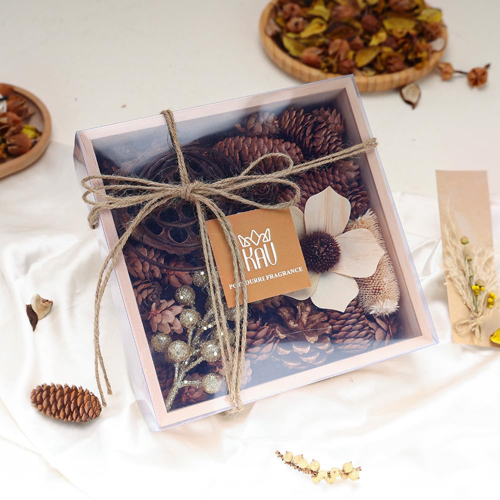 Potpourri Bowl Filler, Pot Pourri Dried Flower Vase Fill Mix, Fresh Flower Scented Box Poporri for Any Ocassion and Any Season, Spring Autumn Natural Flower and Pinecone Home Decor All Seasons
