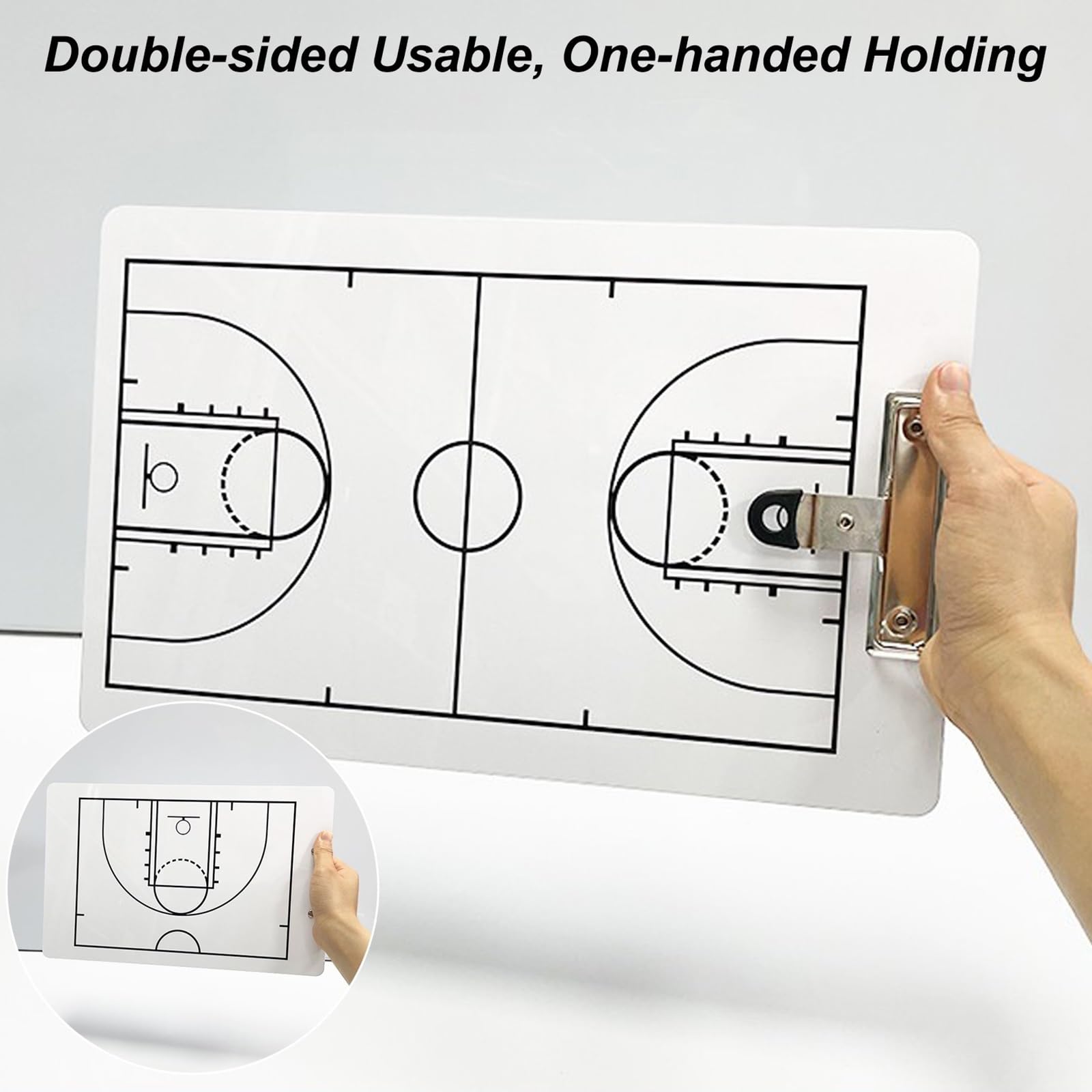 Taktikmappe Basketball Coaches Board, Taktikmappe Spiel- Und Trainingsausrüstung Trainingszubehör, mit Darstellung des Gesamten Spielfelds und Einer Spielfeldhälfte