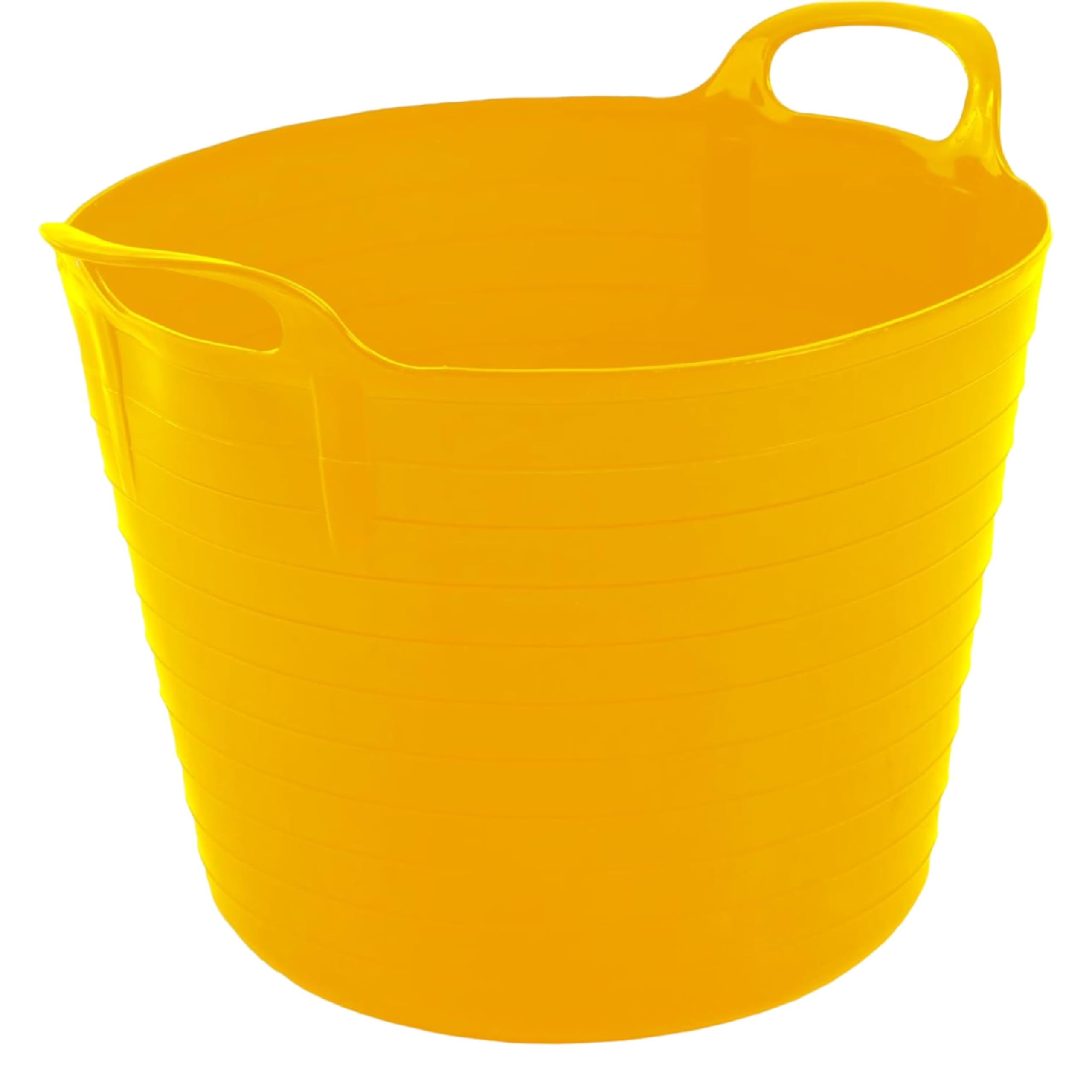 Neat. Plastics 26 L Flexi Tub Set - Robust Multi-Purpose Storage Tub in Assorted & Single Color - Handy Builders Buckets Heavy Duty, Ideal for Home, Garden, Animal Feed, Yellow, Pack of 1
