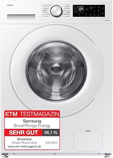 Samsung Waschmaschine, 8 kg, 1.400 U/min, EEK: A, Mikroplastik-Programm, Ecobubble, 14 Programme, WiFi SmartControl, Weiß, WW80CGC04ATEEG