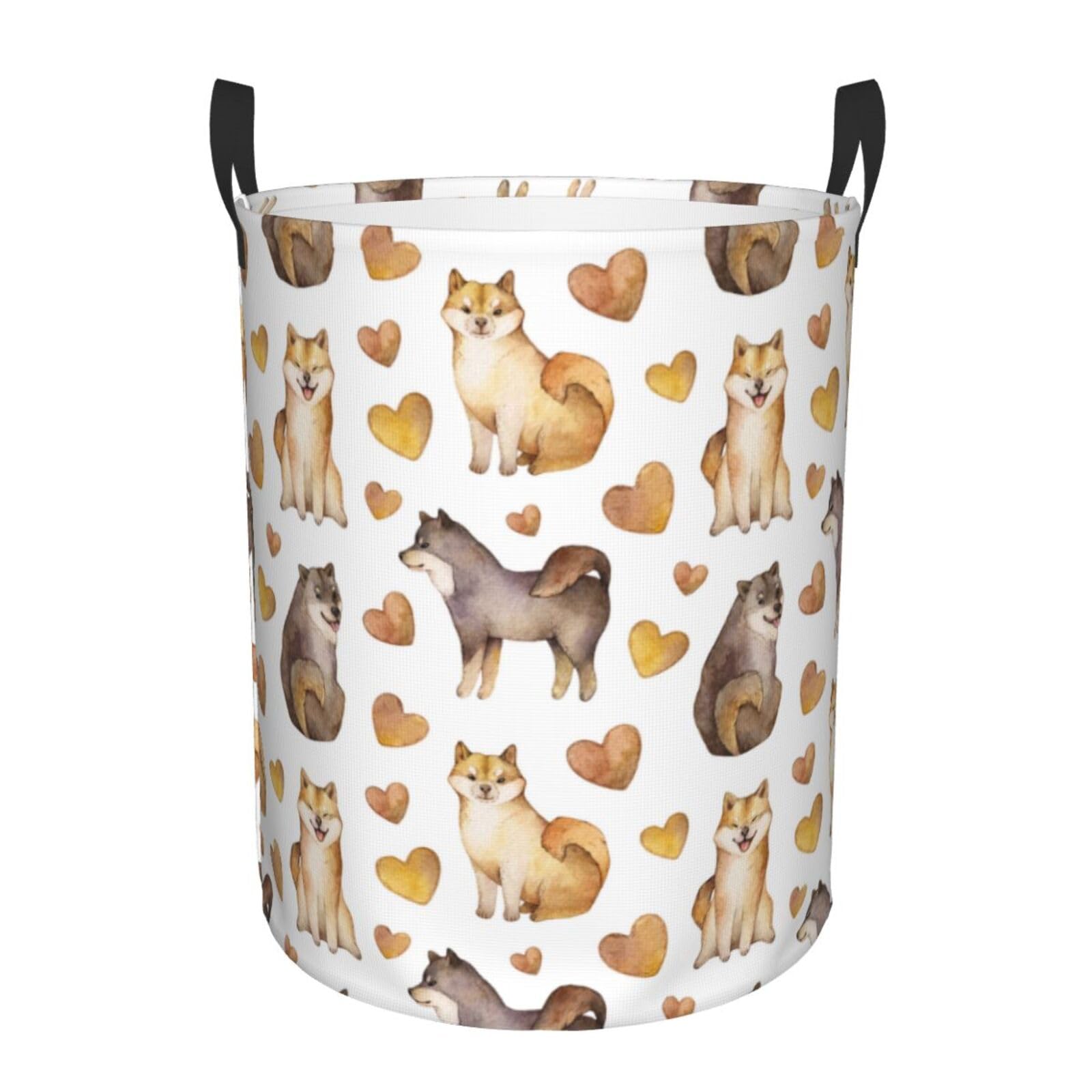 Laundry Basket Watercolor Dogs Laundry Hamper Waterproof Idea Hampers Large Collapsible Baskets with Handle Suitable for Bedroom Bathroom Utility Room Kitchen