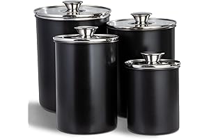 MALMO Airtight Stainless Steel Kitchen Canister Sets of 4-Piece