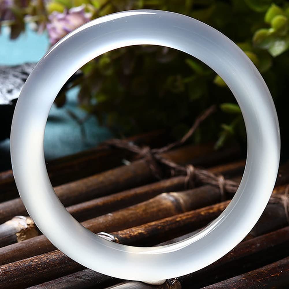 Bracelet Jade Blanc véritable 64mm : bijou en agate authentique de prestige