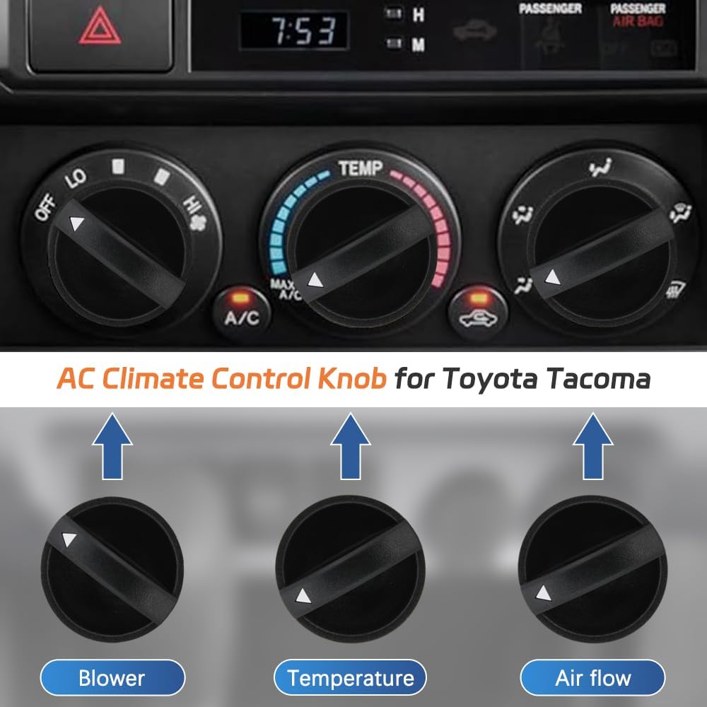 AC Heater Blower Fan Control Knob Replacement for 2005-2011 Toyota Tacoma Replaces# 655-51820A 55900-04020 55900-04030 758695 Set of 3