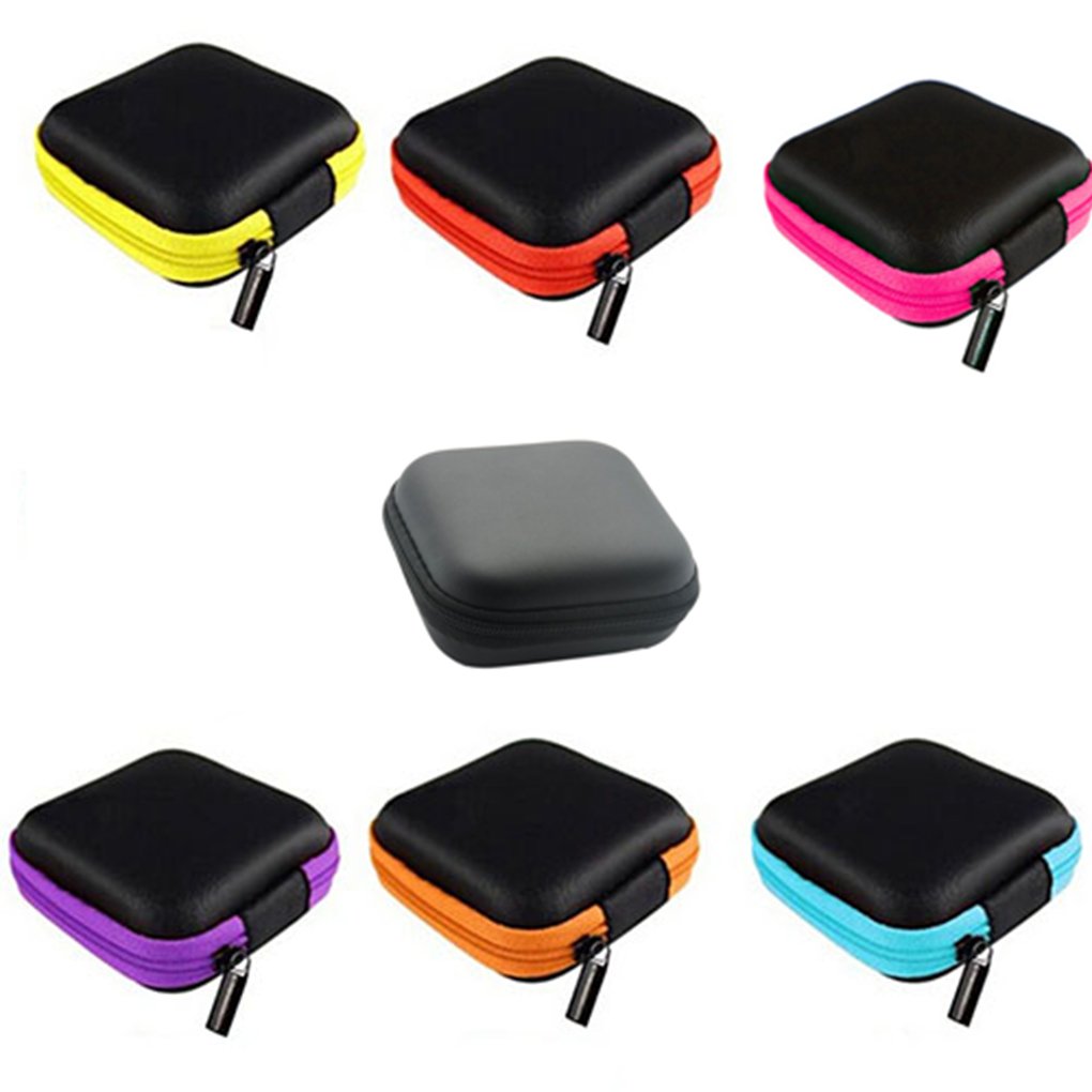 Gemini_mall® 7pcs Square Zipper Storage Bag Carrying Case for Hard Keep Earphones SD Card Area