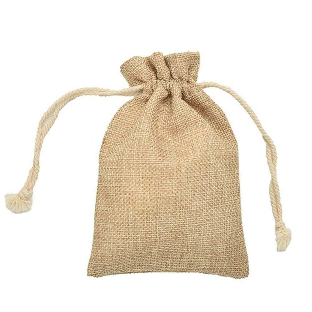 CMJ™ 5 x Natural Hessian Burlap Jute Wedding Favor Bags Drawstring Sack Pouch Jewellery Pouches 7 x 9cm UK Seller