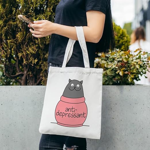 Giftneed Cat Print Tote Bag for Women | Cute Hand Bag for Women/Girls | Best for College, Travel, Grocery,and Daily Use | Reusable Tote Bag (14x16 Inches)