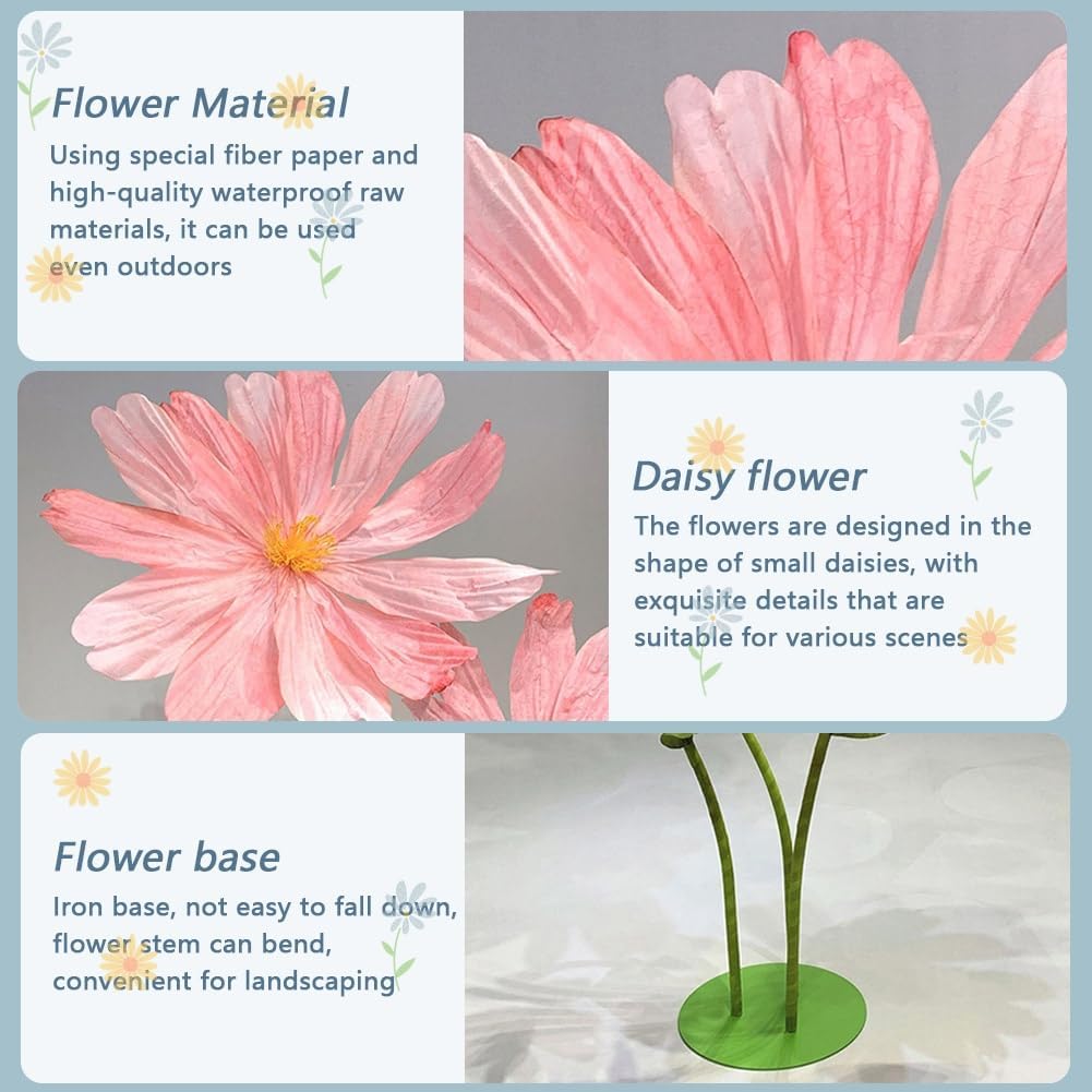 Giant Artificial Daisy Flowers Wedding Decorations for Reception Waterproof Artificial Flowers Elegant Floral Display Huge Party Decor for Birthday Wedding Arrangements Banquet Background