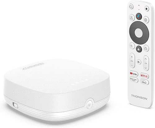 Thomson Streaming Box 240UK, 4K UHD, Google TV, Google Cast, Google Voice Control, Wifi, Bluetooth, Dolby Atmos, HDR10 - 1
