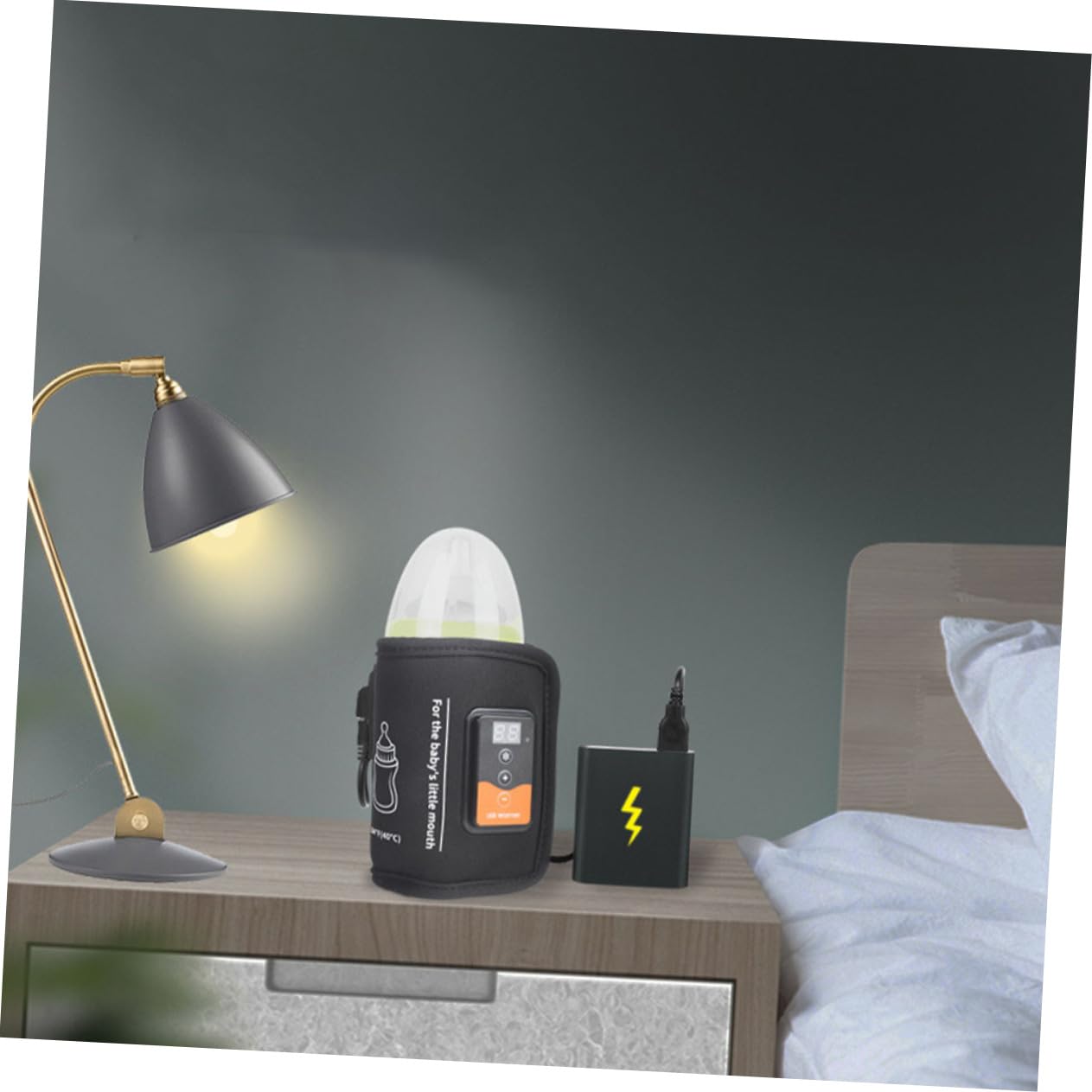 Toddmomy Portable USB Bottle Warmer Temperature Heating Wrap for Milk Travel Friendly Design with LCD Display for Go Feeding and Milk Preservation