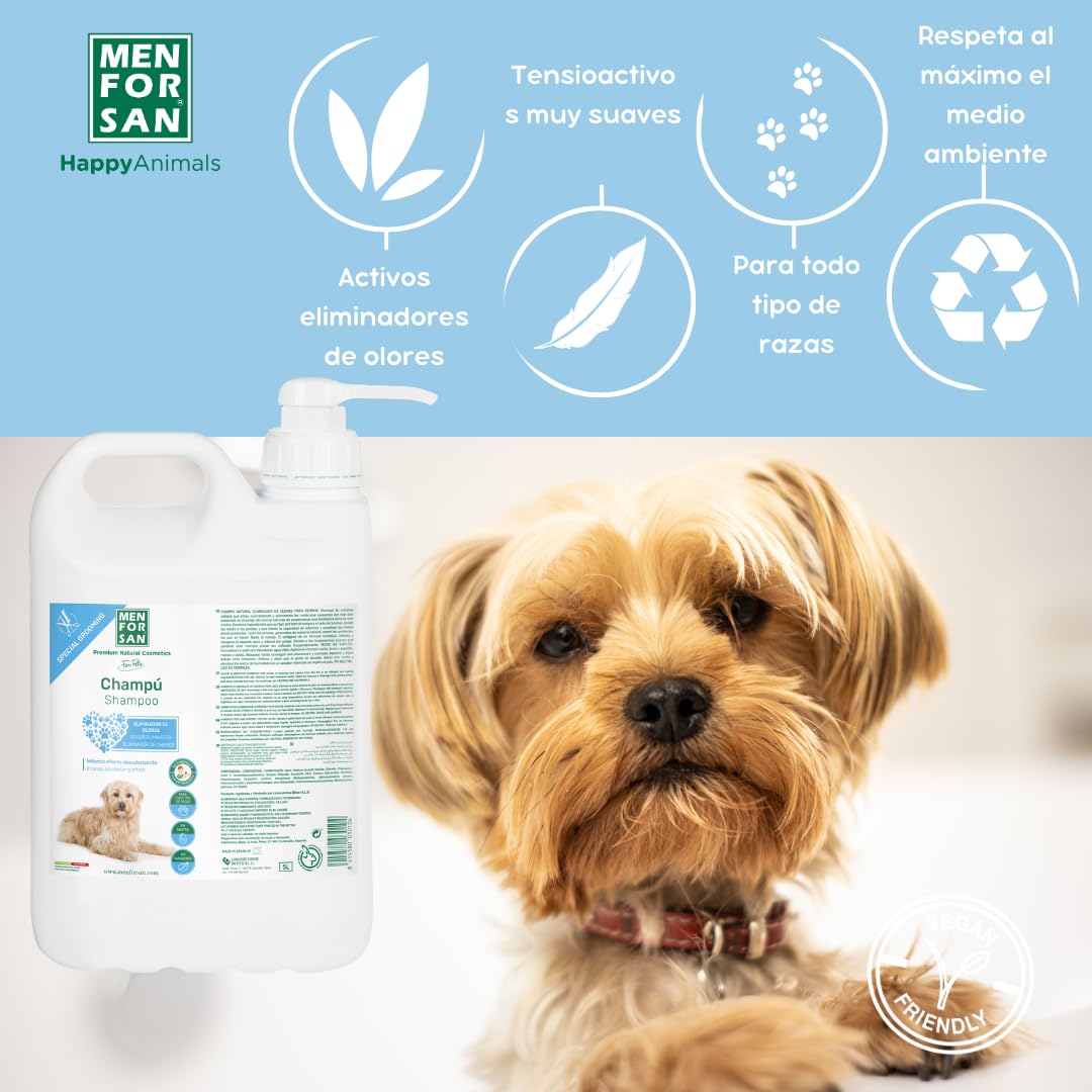 Menforsan Odour Eliminating Shampoo per Cani, 5L, Elimina i Cattivi Odori dal Pelo