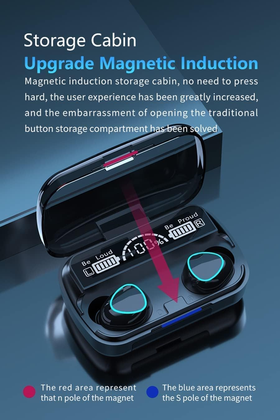 M10 TWS Earbuds Magnetic Induction Storage
