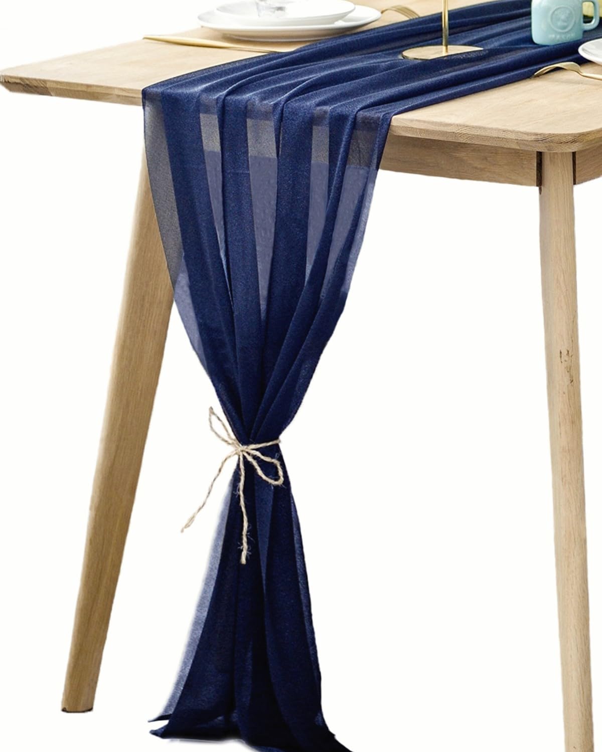 BOXAN Gorgeous Navy Blue Table Runner 30x120 Inch for Dark Blue Romantic Wedding Decor, Bridal Shower, Baby Shower, Birthday Party Cake Table Decorations