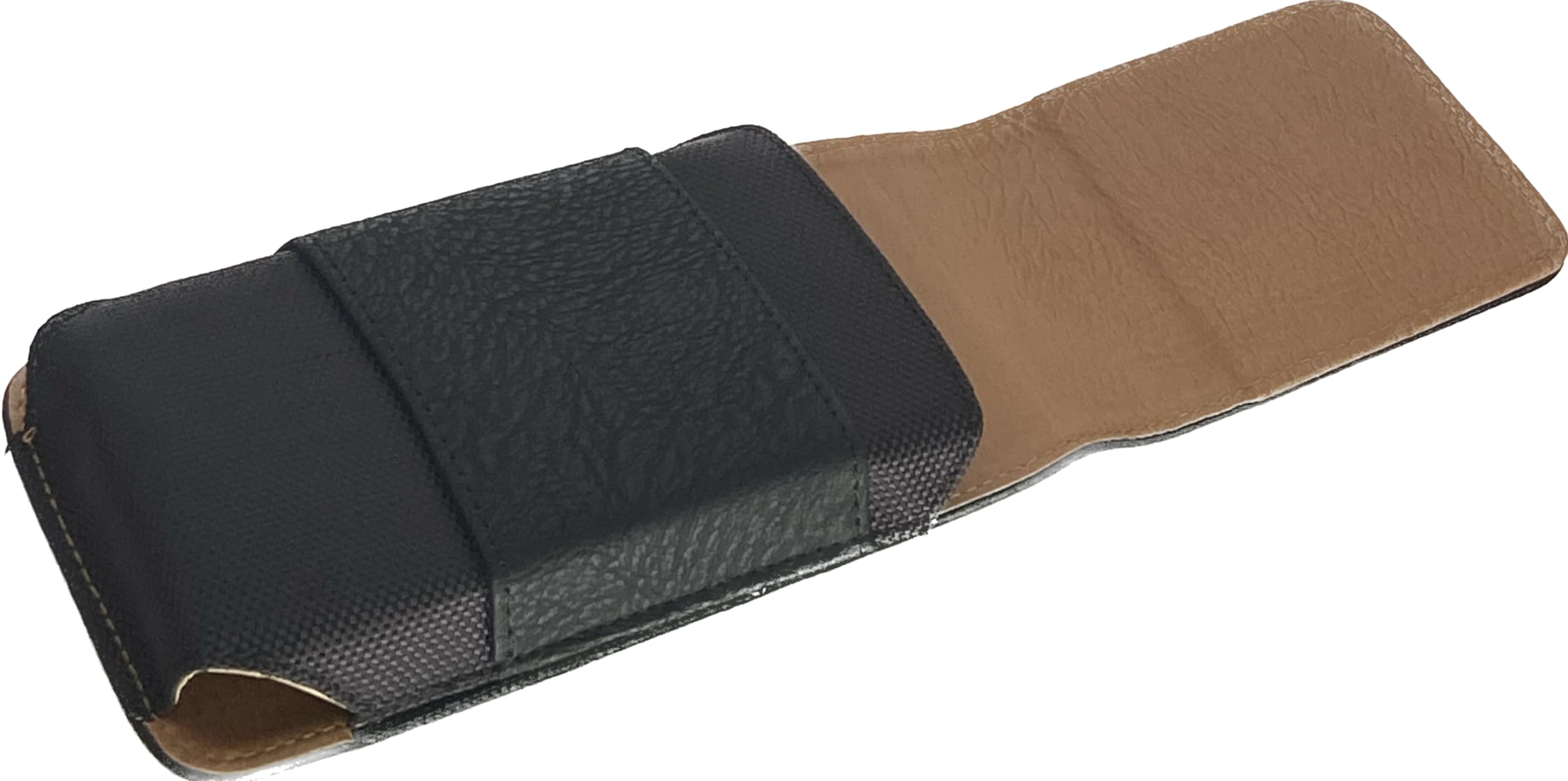 Black Vertical Leather Belt Loop Case with Card Holder is Compatible with Cricket Debut S2 & ATT Calypso 4