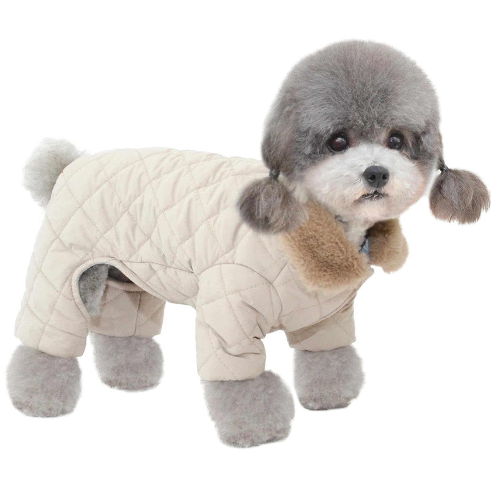 Abrigo cálido para Perros, Chaqueta de Invierno para Cachorros, Chaqueta de Nieve para Perros con Cuello Peludo de Cuatro Patas, Abrigos Gruesos a Prueba de Viento para Clima frío