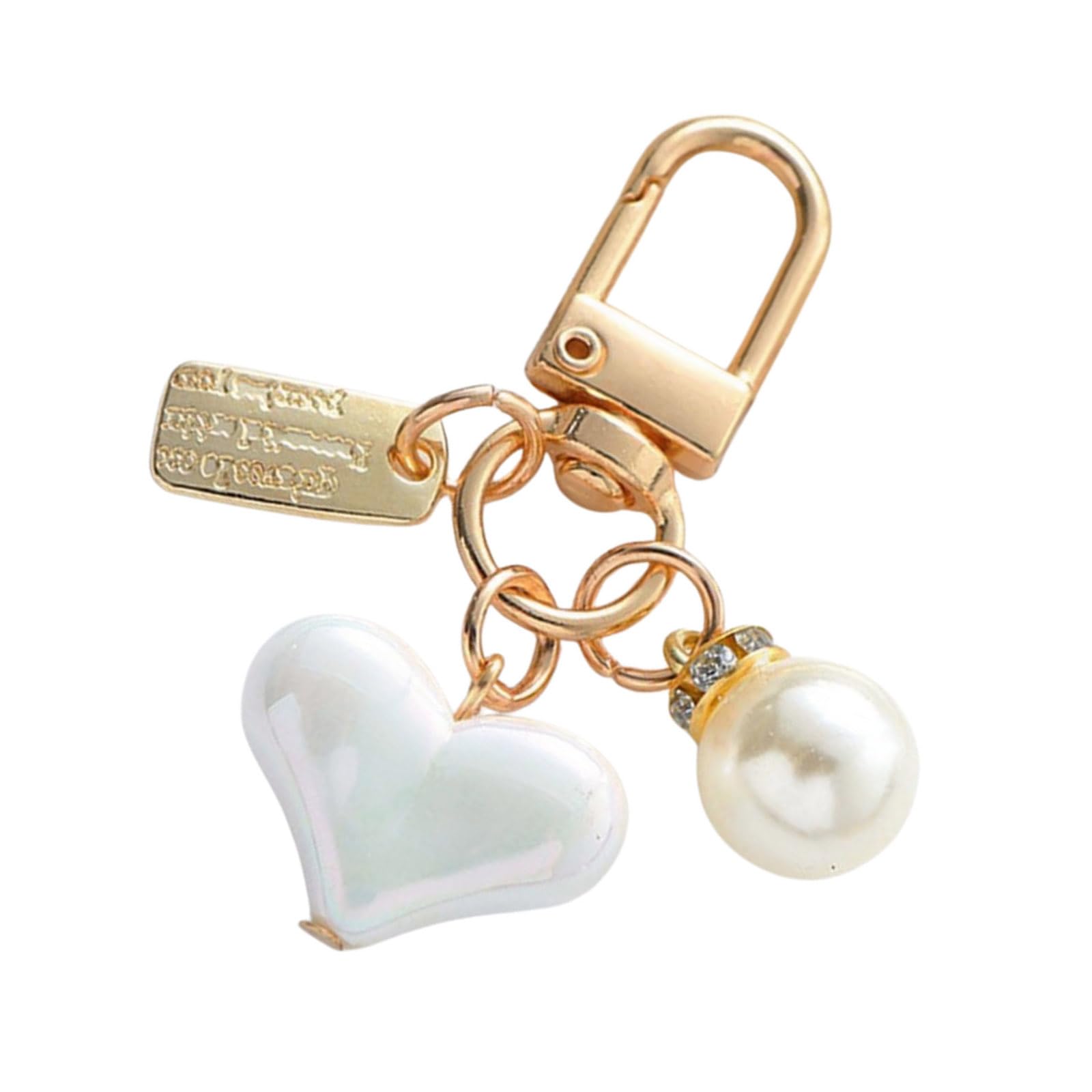 Baodss Trendy Pearls Heart Keychain Accessory Sturdy Heart Keychain With Pearls and Rose Charm For Social Event And Outings