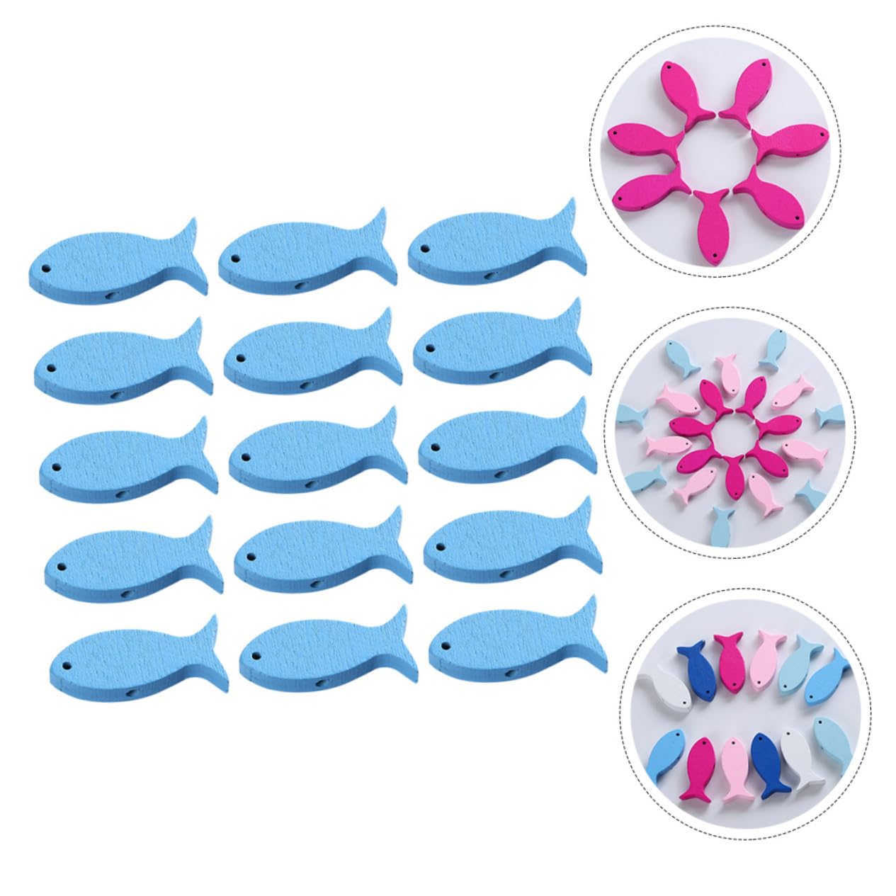 VICASKY Fish Decor 100pcs Creative Desktop Fish Adornment Wood Chip Bead Fish Dec