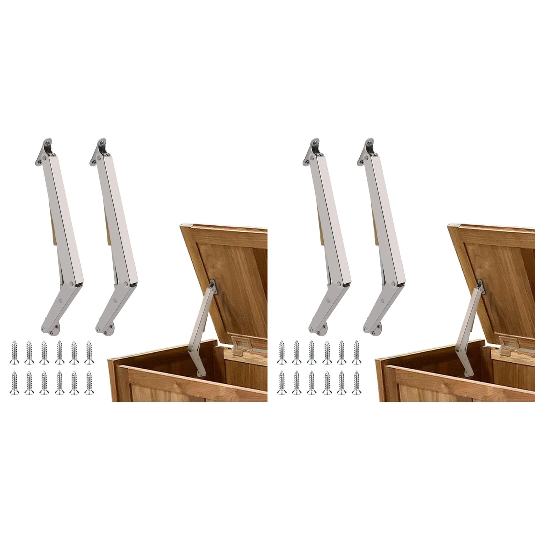 Jnchdghwa Silver 4 Pack 150N Gas Strut Spring Hinges For Heavy Lids To Keep Stay, And Soft Close, Hydraulic Hinges