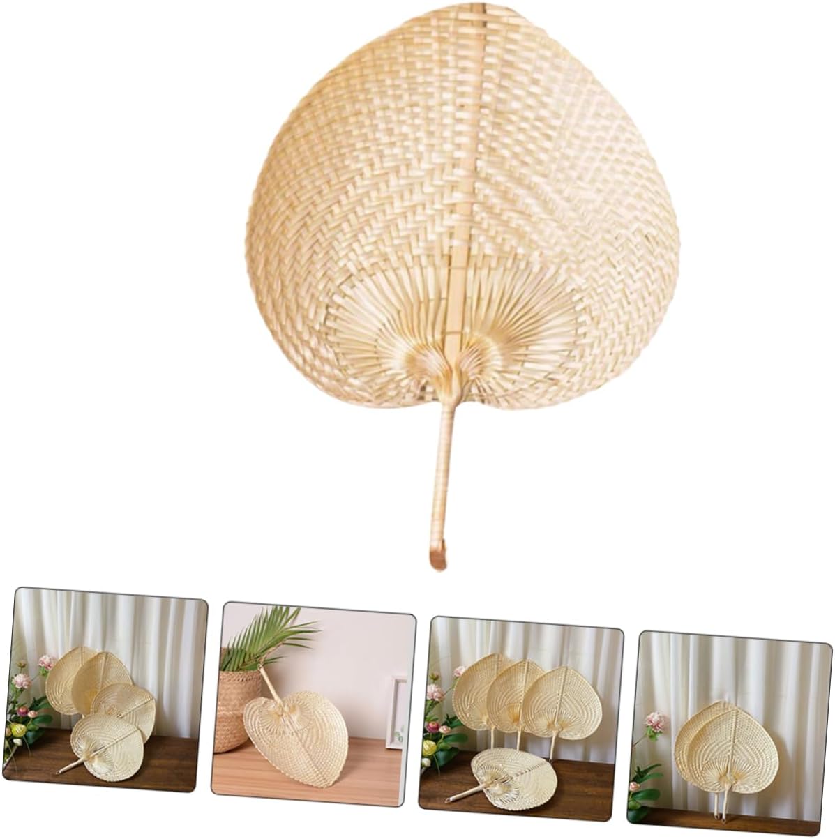 4pcs Bamboo Woven Handheld Summer Fan Chinese Style for Home
