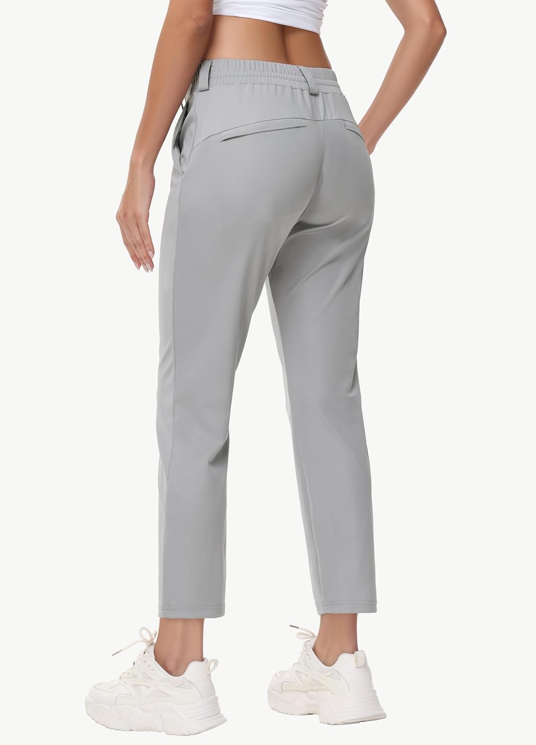 Women's 25" 27" Stretch Golf Pant - 7/8 Ankle Work Travel Teacher Casual Business Sweatpants with Belt Loops Zip Pocket - Image 2