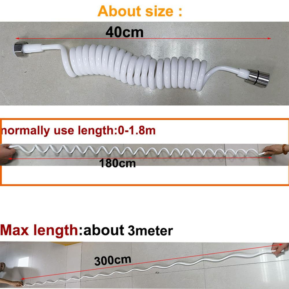 1,5 3 2 m Blanc Flexible Ressort Douche Tuyau ABS Eau Toilette Bidet Pulvérisateur Ligne Téléphone Salle de Bain 1 pc (3 m (max))